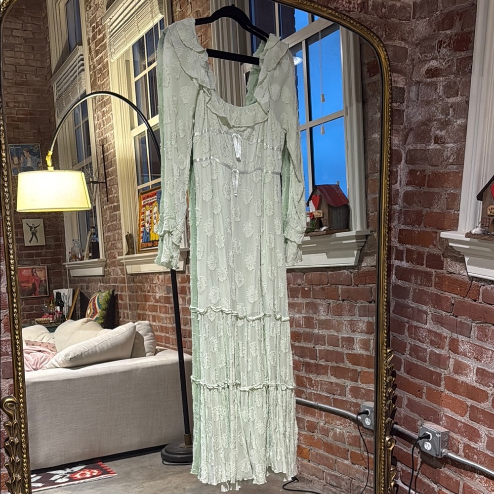 Free People Elegant Light Green Maxi Dress